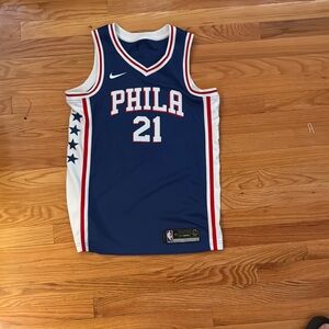 Nike Philadelphia Blue and White Joel Embiid jersey
